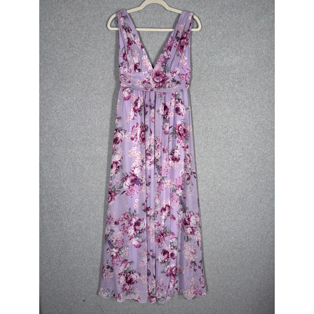 Lulus Garden Meandering Lavender Floral Maxi Dress Medium Formal Gown Slit